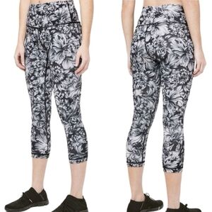Lululemon High Rise Wunder Under Crop Floral 4 Womens Night Garden